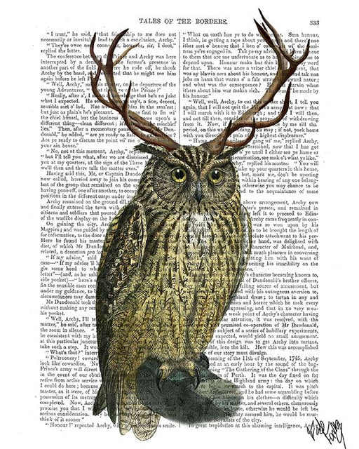 Owl with Antlers