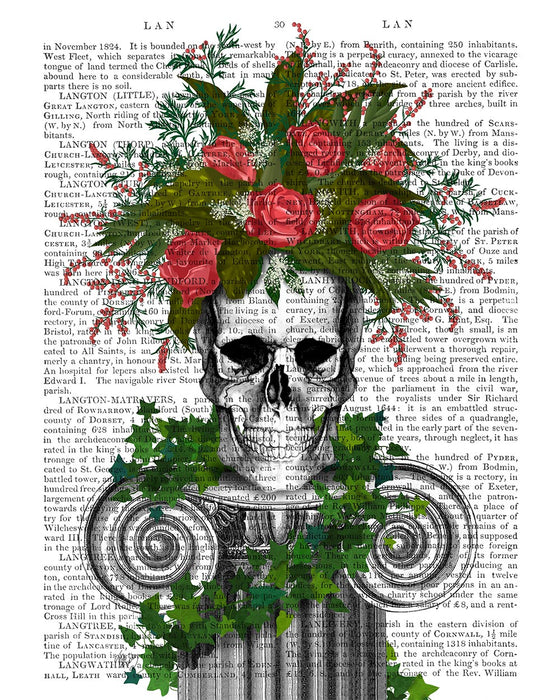 Skull with Roses and Berries