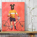 Greyhound Cyclist, Dog Art Print, Wall art | Framed White