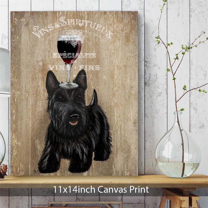 Scottish Terrier, Dog Au Vin, Dog Art Print, Wall art | Canvas 11x14inch
