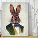 Rabbit in Green Jacket, Art Print, Canvas Wall Art | Print 18x24inch
