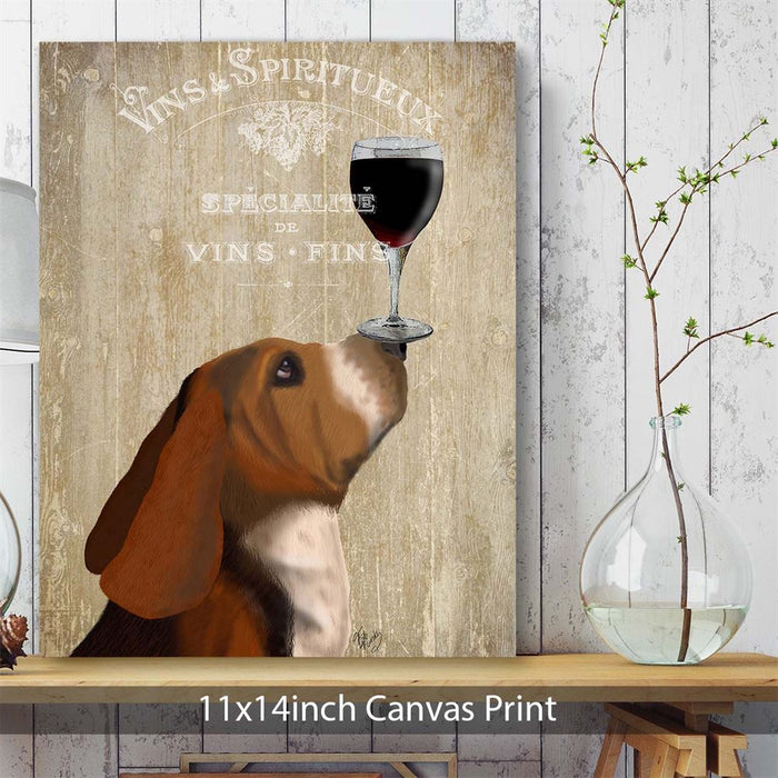 Basset Hound, Dog Au Vin, Dog Art Print, Wall art | Canvas 11x14inch