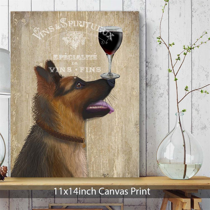 German Shepherd, Dog Au Vin, Dog Art Print, Wall art | Canvas 11x14inch