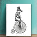 Badger on Penny Farthing, Limited Edition Print of drawing | Ltd Ed Canvas 28x40inch