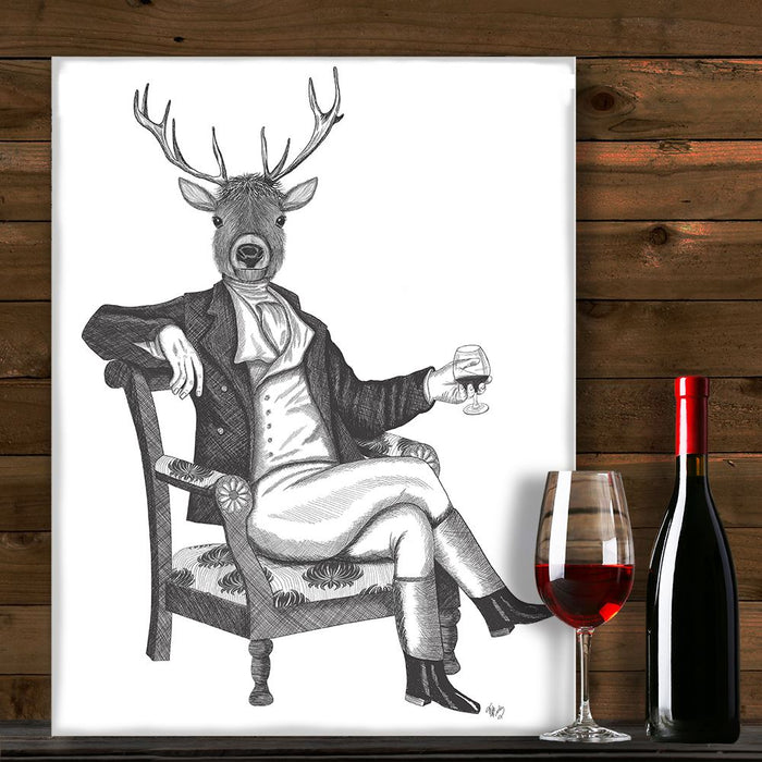 Distinguished Deer, Limited Edition Print of drawing | Ltd Ed Canvas 28x40inch
