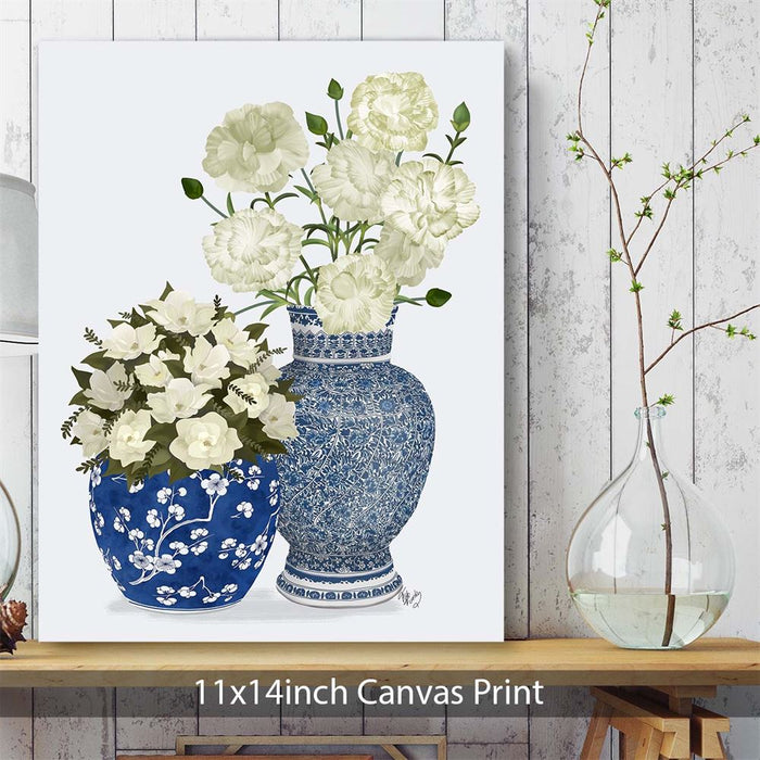 Chinoiserie Flower Duo 1, Blue, Art Print | Framed Black
