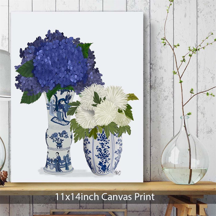 Chinoiserie Flower Duo 3, Blue, Art Print | Framed Black