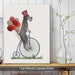 Schnauzer Grey on Penny Farthing, Dog Art Print, Wall art | Canvas 11x14inch