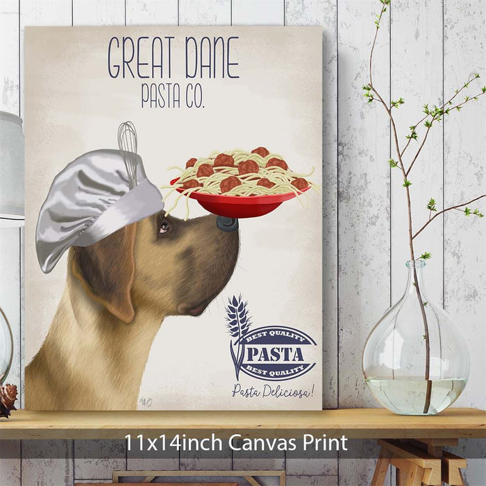 Great Dane Fawn Pasta Cream, Dog Art Print, Wall art | Canvas 11x14inch