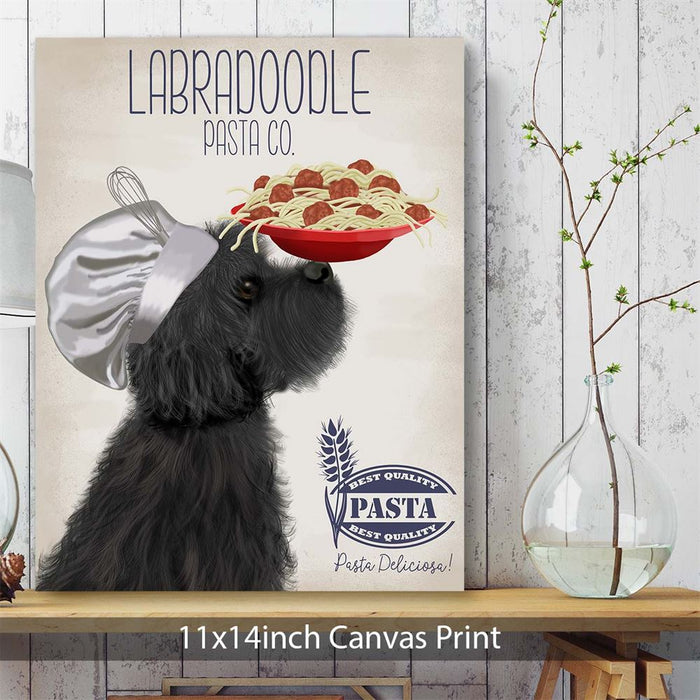 Labradoodle Black Pasta Cream, Dog Art Print, Wall art | Canvas 11x14inch