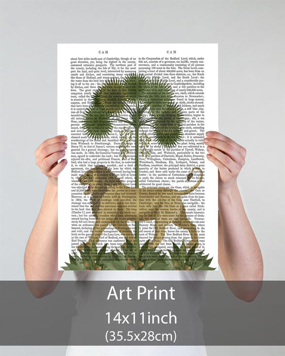 Lion under palms, Animalia Book Print, Art Print, Wall Art
