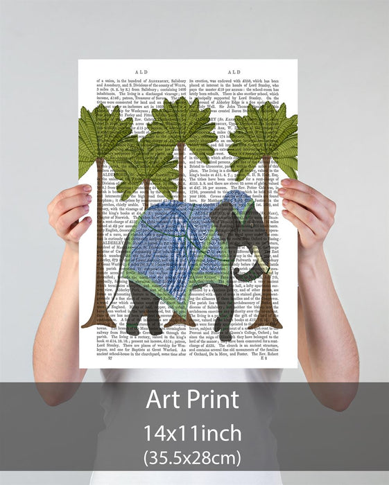 Elephant in palms, Animalia Book Print, Art Print, Wall Art